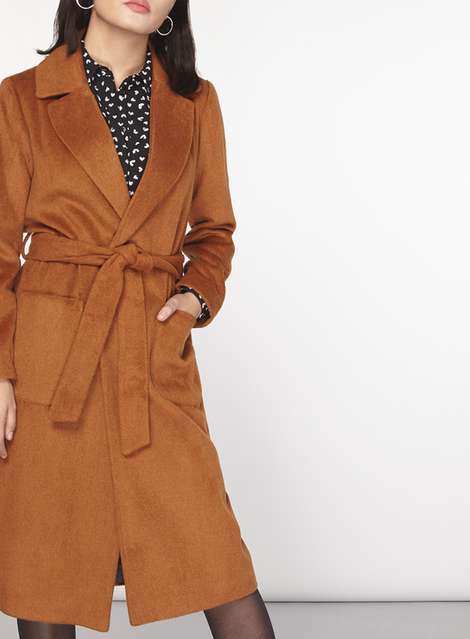 Petite Toffee Belted Coat